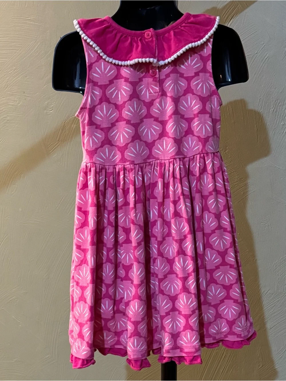 Nannette Girls Pink Seashell Dress Size 6 Ruffle Pom Pom Casual Nautical